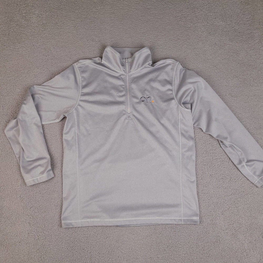 North Face Jacket‎ Mens Large Gray Fleece 1/4 Zip Long Sleeve On. Embroidered